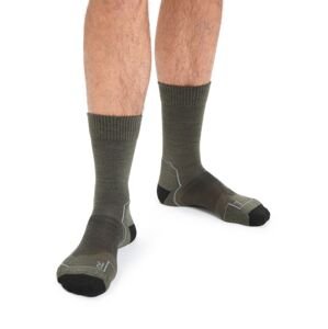 Pánské merino ponožky ICEBREAKER Mens Hike+ Light Crew, Loden/Blk/Gritstone Heather velikost: 39-41,5 (S)