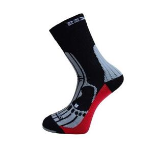 Progress ponožky MERINO turistické černo/šedé 6-8, černá/šedá/červená