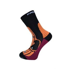 PROGRESS MERINO turistické ponožky 3-5 černá/meruňka/švestka