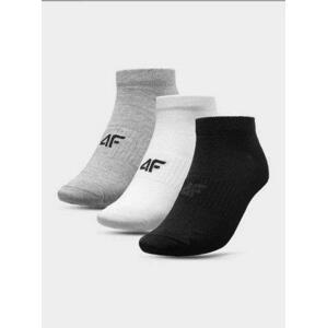4F Pánské kotníkové ponožky white+deep black+middle grey melange 43-46