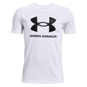 Under Armour Dětské triko Sportstyle Logo SS white YM, Bílá, 137, –, 150