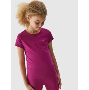 4F Dětské bavlněné tričko dark pink 152