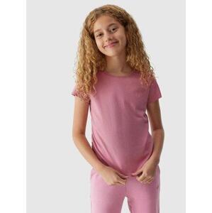 4F Dětské bavlněné tričko pink 164, Růžová