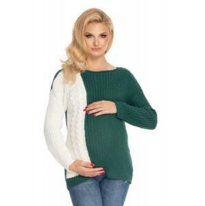 Těhotenský svetr, pletený vzor - zelená/bílá UNI, Univerzální