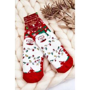 Kesi Dětské vánoční bavlněné termoaktivní ponožky Yeti Červene 28-31, Červená