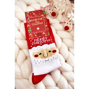Kesi Pánské vánoční bavlněné ponožky se Santa Clauses červene 39-42, Červená