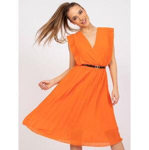 Fashionhunters Oranžové midi šaty s psaníčkovým výstřihem Marine Size: ONE SIZE, JEDNA, VELIKOST