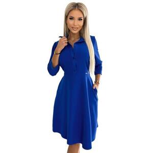 Numoco Košilové šaty SANDY - modré Velikost: L, Modrá