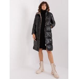 Fashionhunters Černá dlouhá zimní bunda bez kapuce Velikost: L