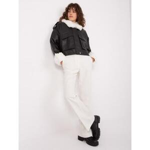 Fashionhunters Černobílá zimní bunda s ozdobným kožíškem Velikost: ONE VELIKOST, JEDNA